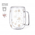 Caneca térmica de vidro com flocos de neve - Caneca térmica de vidro com flocos de neve