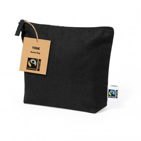 Bolsa de toalete preta de algodão de comércio justo para dar de presente - Bolsa de toalete Yink Fairtrade