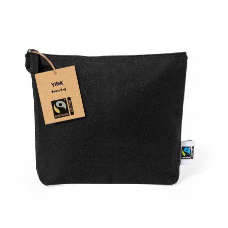 Bolsa de toalete preta de algodão de comércio justo para dar de presente - Bolsa de toalete Yink Fairtrade