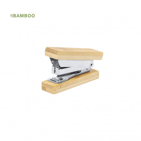 Mini grampeador de bambu com grampos para dar de presente - Grampeador Hunzu