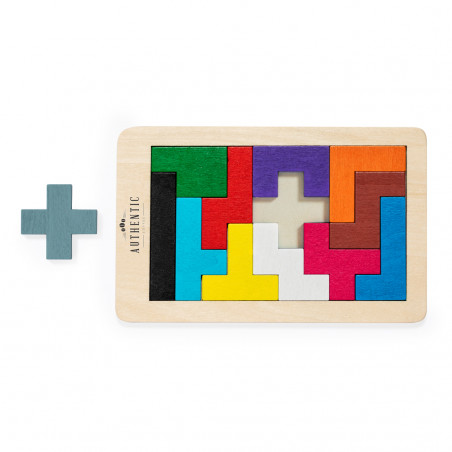 Quebra-cabeça Tetris de madeira com peças coloridas - Quebra-cabeça Tetris de madeira com peças coloridas