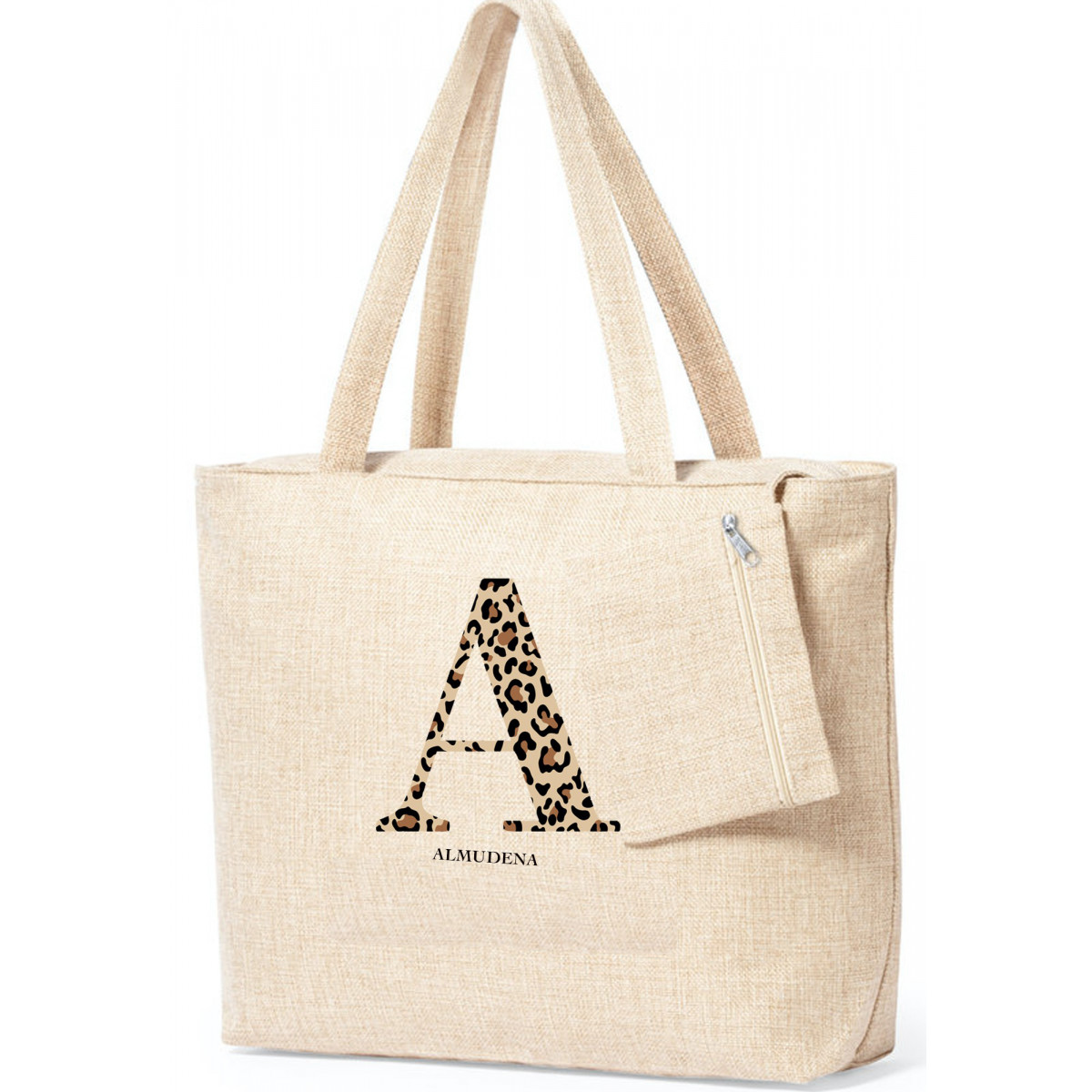 Bolsa personalizada com letra e nome leopardo