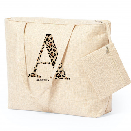 Bolsa personalizada com letra e nome leopardo