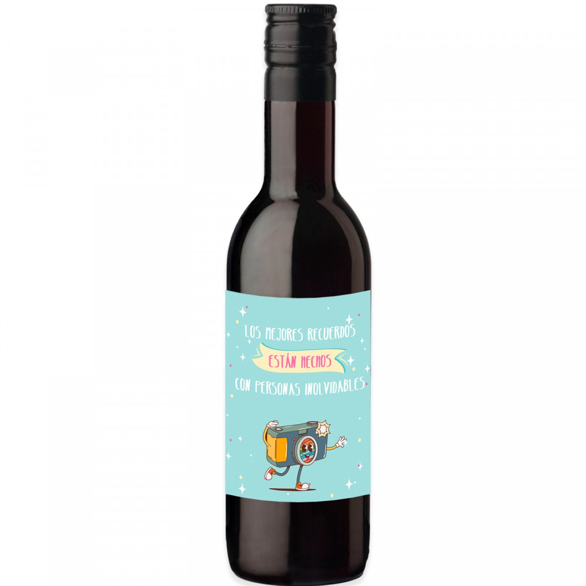 Vinho tinto com adesivo com uma bela frase para detalhes