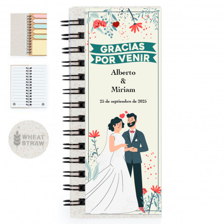 Bloco de notas com post it personalizado para detalhes do casamento