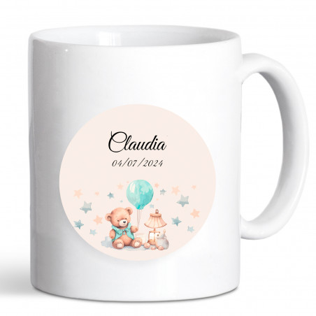 Caneca personalizada com detalhes de batismo