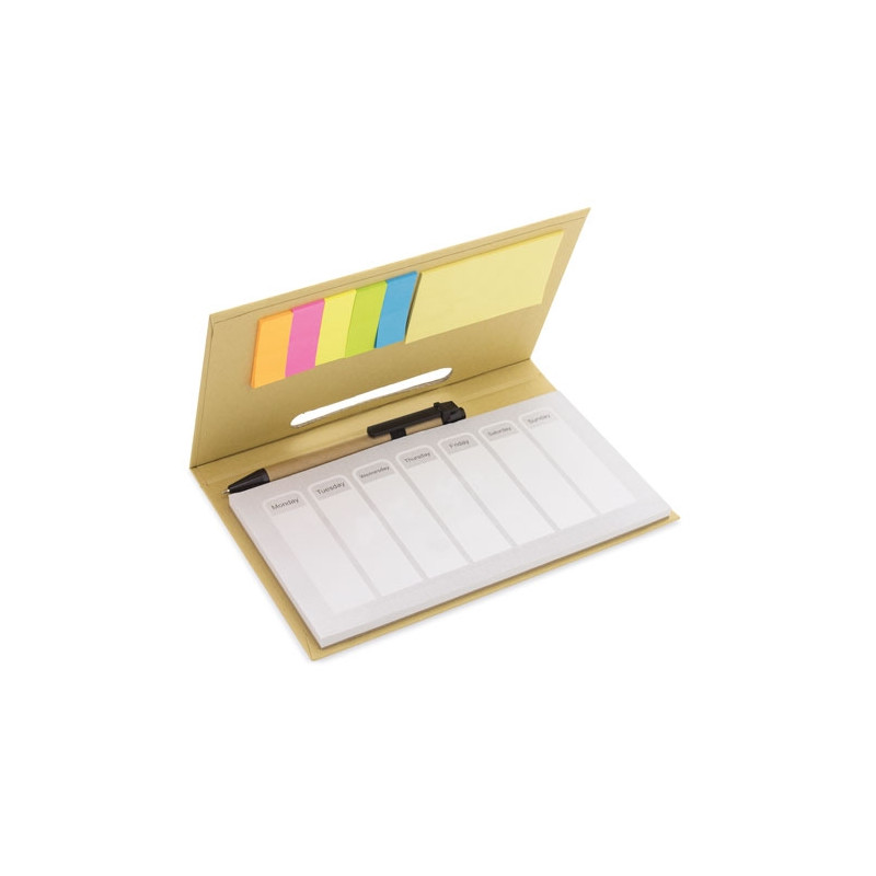 Organizador de mesa post-it com caneta kraft