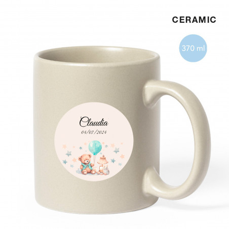 modelo caneca personalizada batismo elefante rosa chá bebê com texto nome