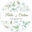 Adesivo redondo de 5 cm com desenho de folha personalizado para detalhes do casamento