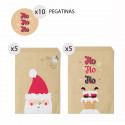 Envelopes kraft de Natal Papai Noel 10 unidades 13x16cm e adesivos