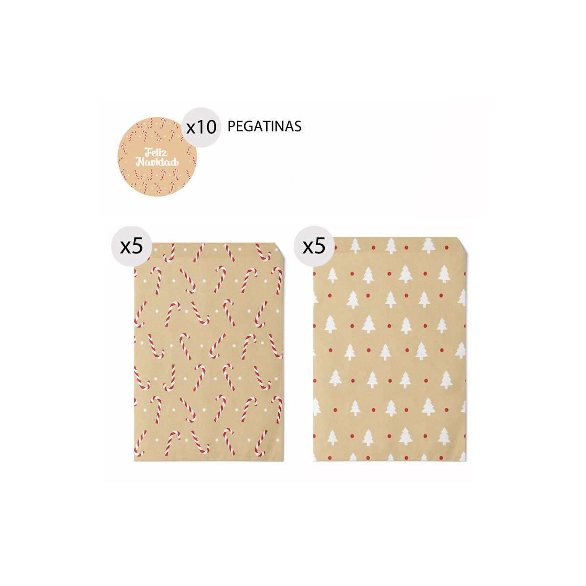 Envelopes de presente Kraft para Natal em papel kraft 10 unidades 13x16