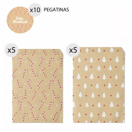 Envelopes de presente Kraft para Natal em papel kraft 10 unidades 13x16