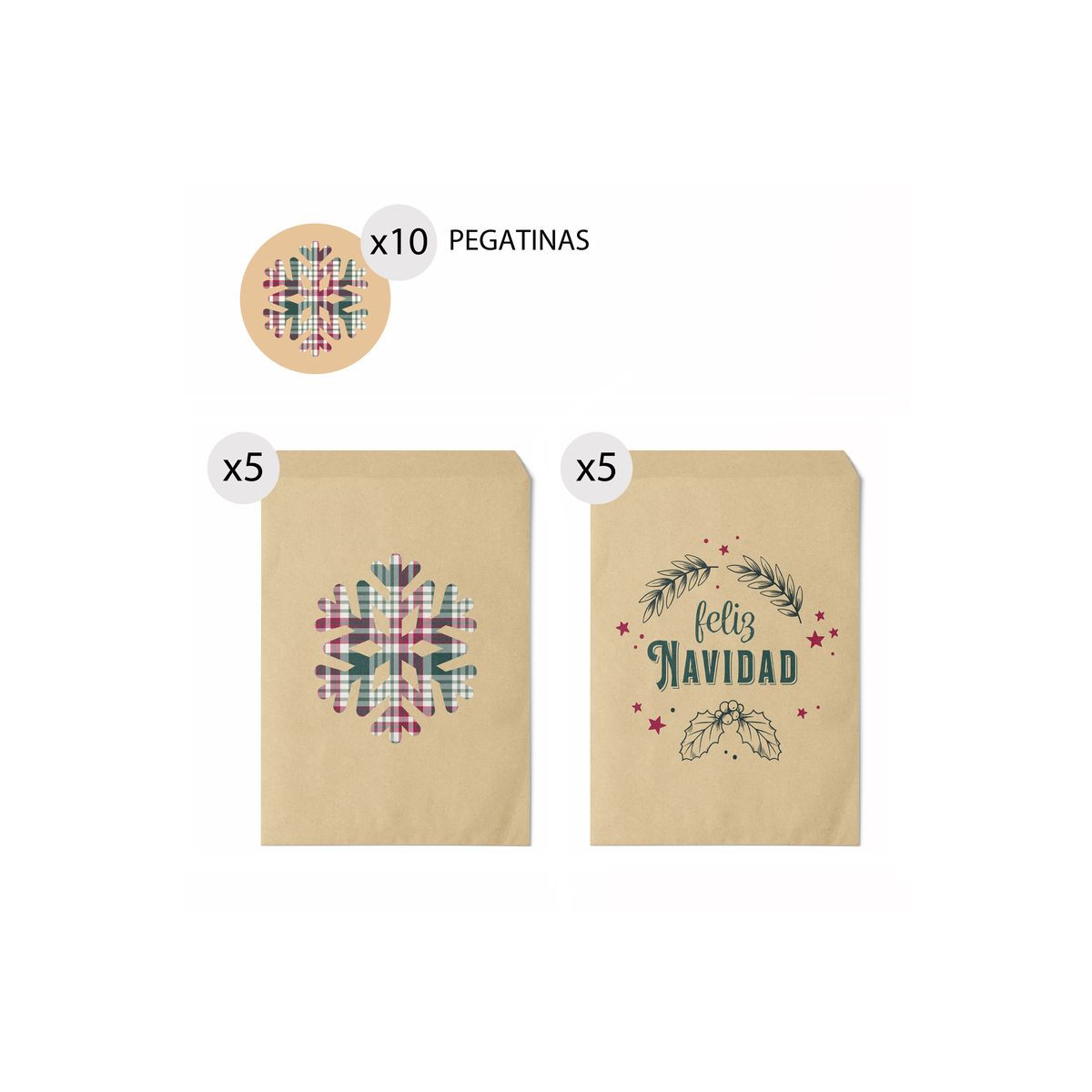 Envelopes de presente vintage kraft para Natal 10 unidades 13x16 e adesivos