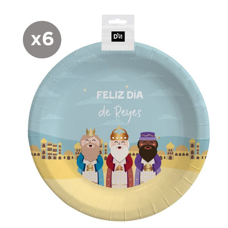 Pratos de papelão 6 unidades 23cm Três Reis Magos Natal