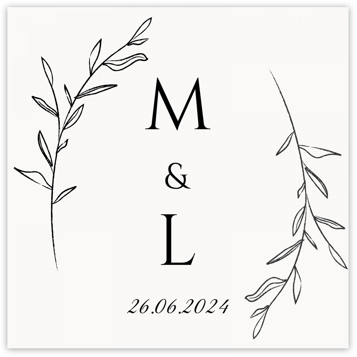 Adesivo personalizado de 5 x 5 cm com iniciais para detalhes do casamento