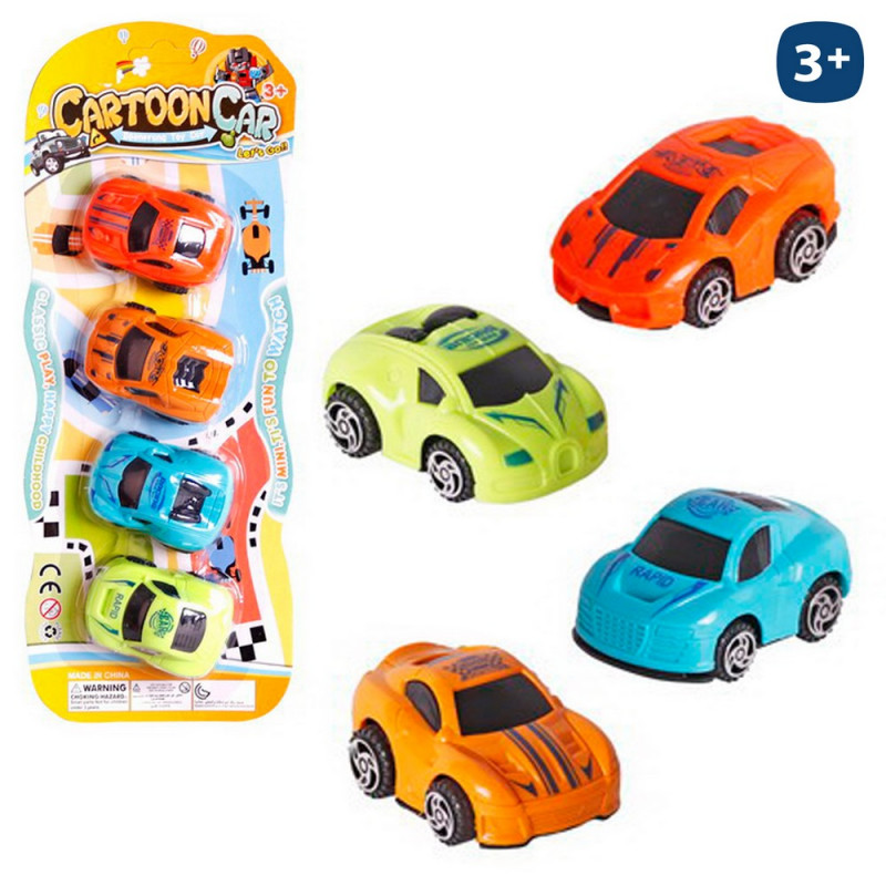 Conjunto de 4 carros esportivos de brinquedo em miniatura