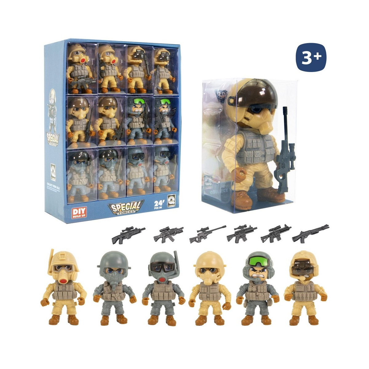 Figura militar articulada de soldado de brinquedo com acessórios