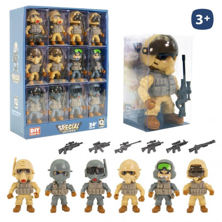 Figura militar articulada de soldado de brinquedo com acessórios