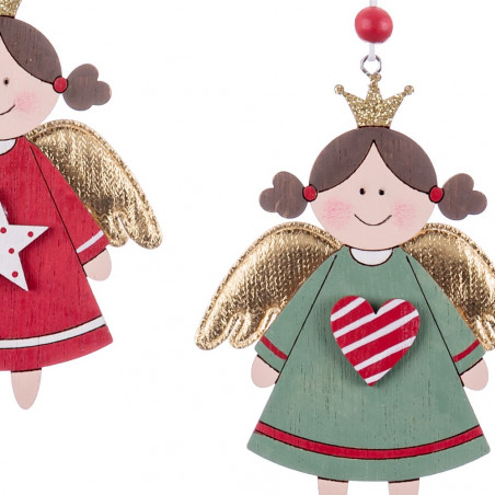 Enfeites de anjo de madeira para decoração de Natal