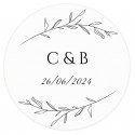 Individual de mesa enrolável de bambu com etiqueta correspondente personalizada para convidados do casamento