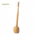 Escova de dentes de bambu com suporte correspondente