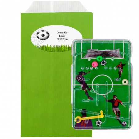 Mini pinball de futebol em envelope com adesivo personalizado