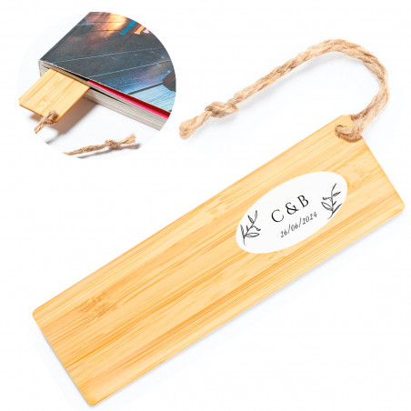 Marcador de bambu personalizado para detalhes