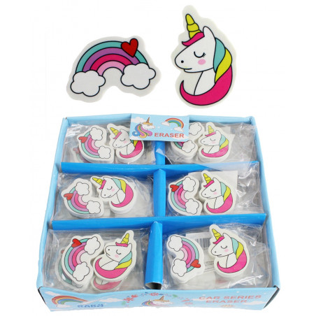 Gomas de borrar unicornio y arcoiris en pack