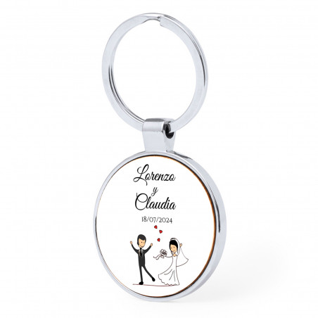 Chaveiro de metal e bambu personalizado para detalhes do casamento