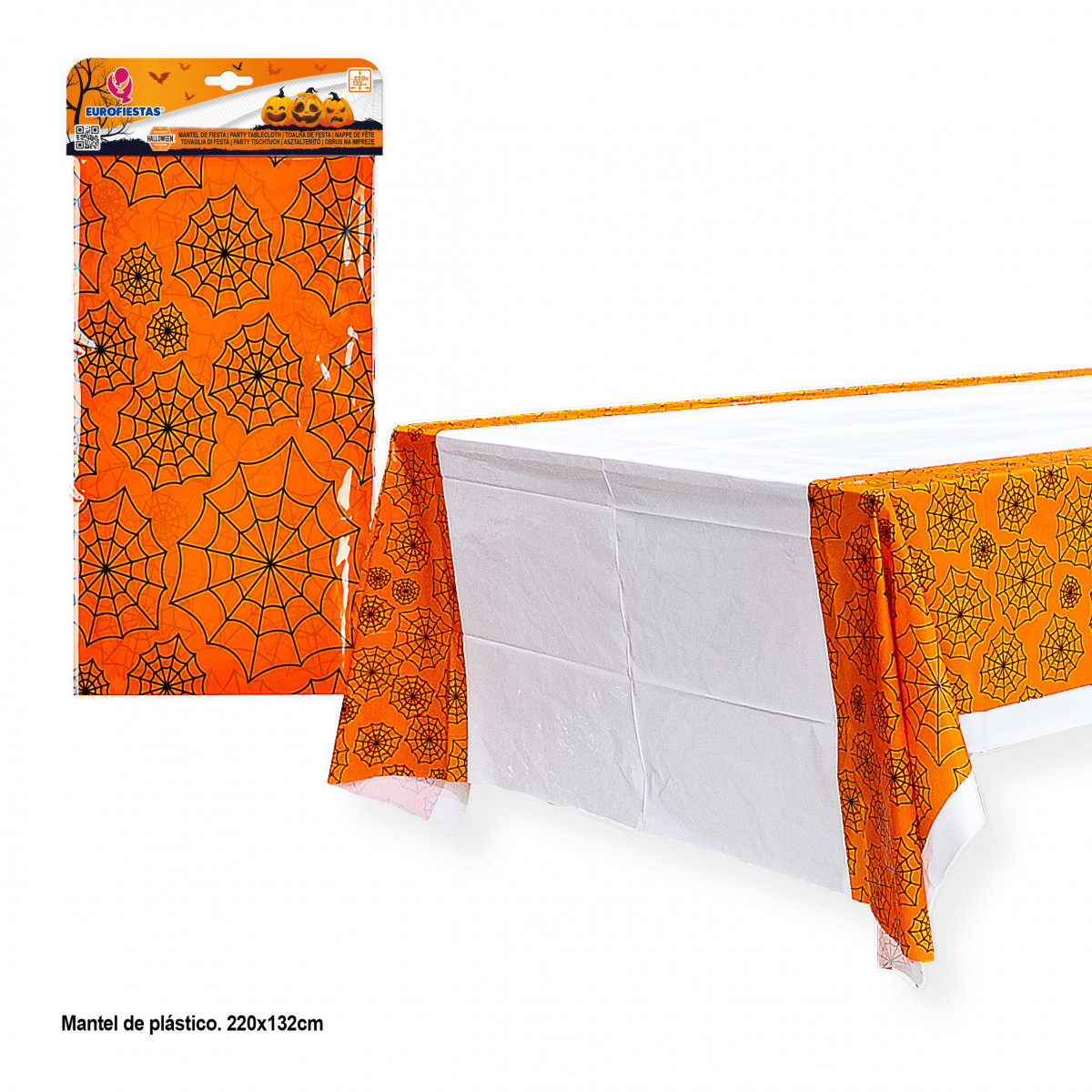 Toalha de mesa de Halloween com teias de aranha