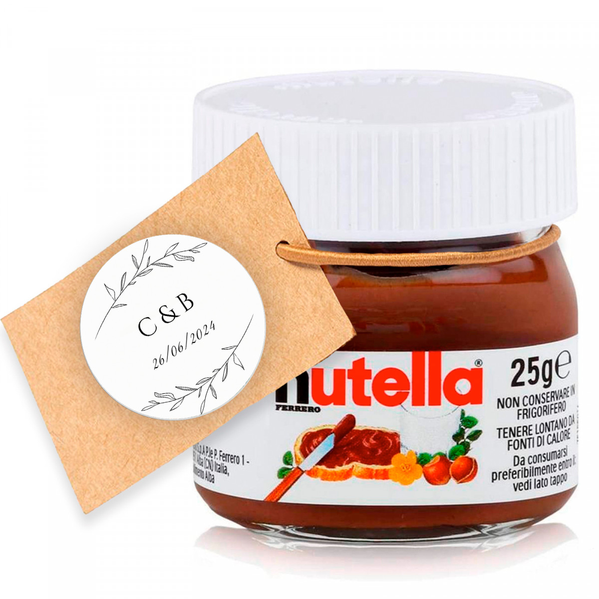 Nutella 25 gramas com rótulo personalizado para detalhes