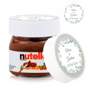 Nutella 25 gramas em pote de vidro com adesivo floral 3 cm personalizado para detalhes