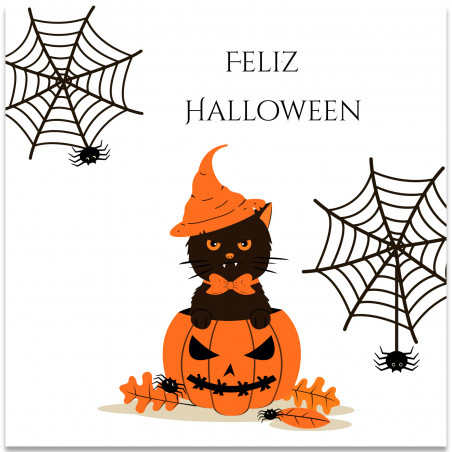 Adesivo quadrado feliz halloween para detalhes 5x5 cm