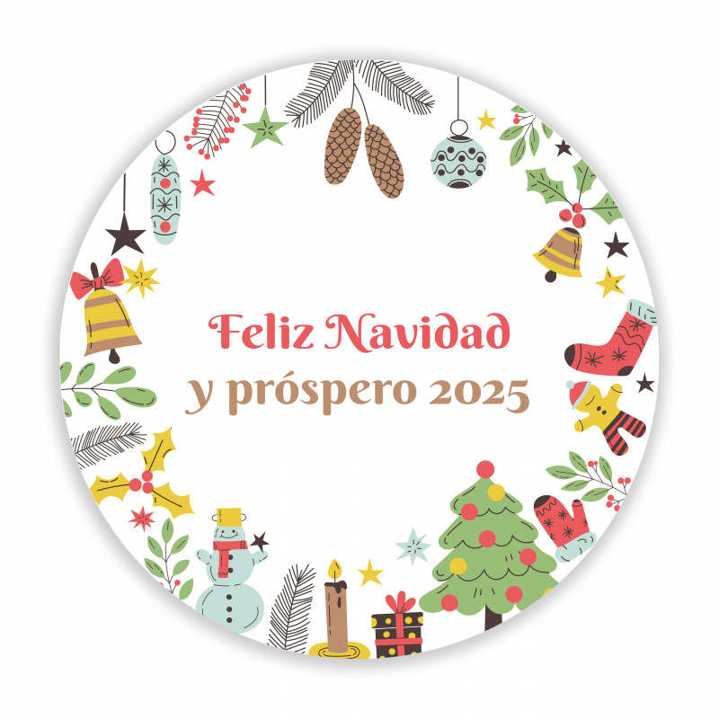 Elementos decorativos de adesivo de Natal redondo de 5 cm para detalhes