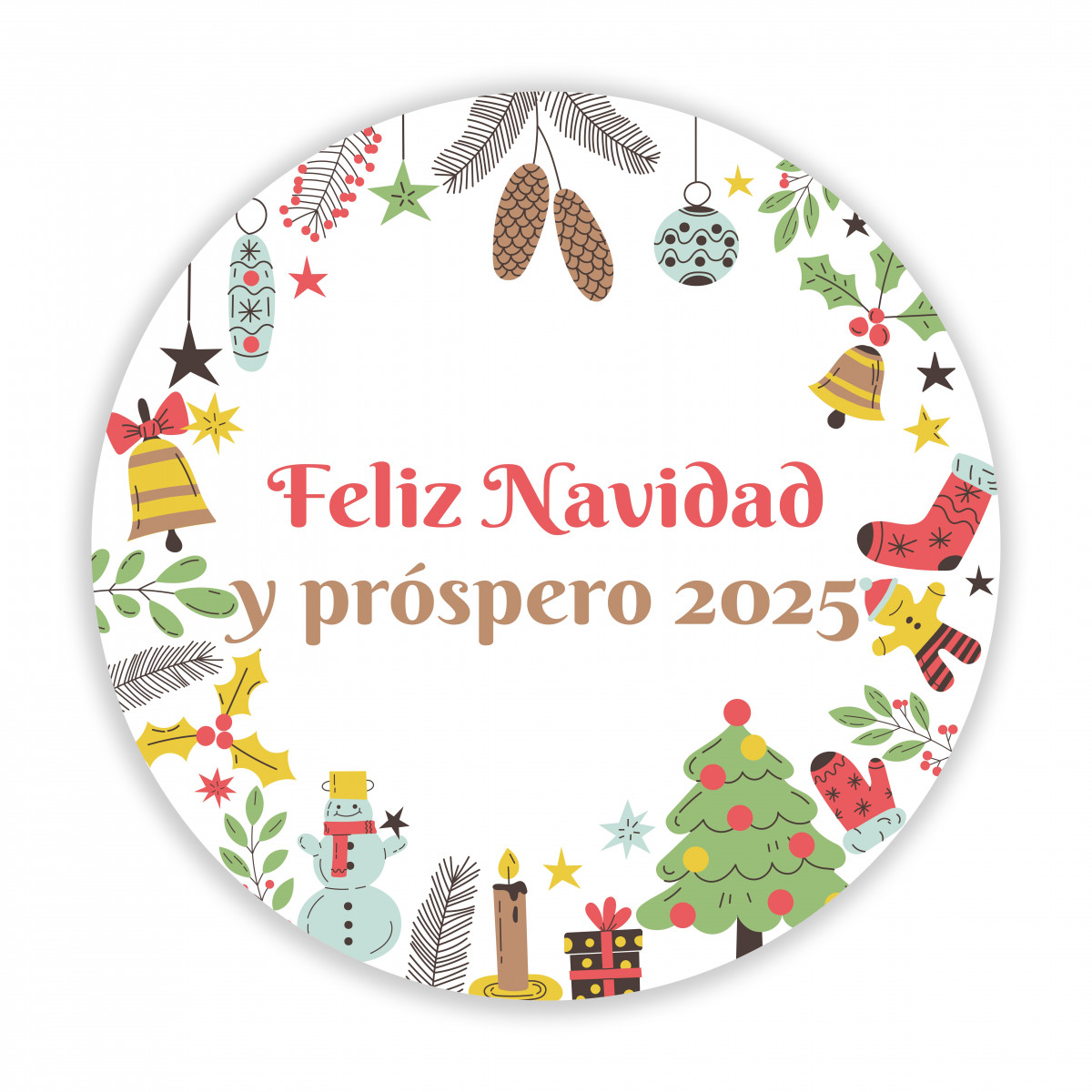 Elementos decorativos de adesivo de Natal redondo de 3 cm para detalhes