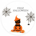 Nocilla mini 15 gr com colher de biscoito em saco transparente com adesivo personalizado de halloween para detalhes