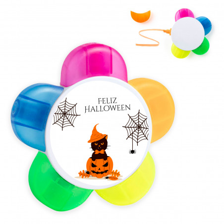 Marcador colorido com adesivo personalizado para detalhes de Halloween