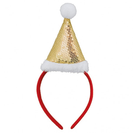 Tiara com chapéu de Natal dourado - Diadema Con Gorro Navideño  Jolly