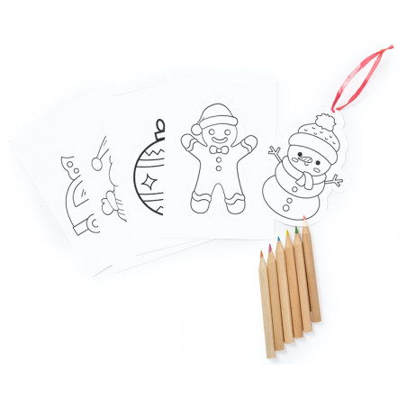 Decorações de natal para colorir com lápis de cor e adesivo de natal personalizável para detalhes