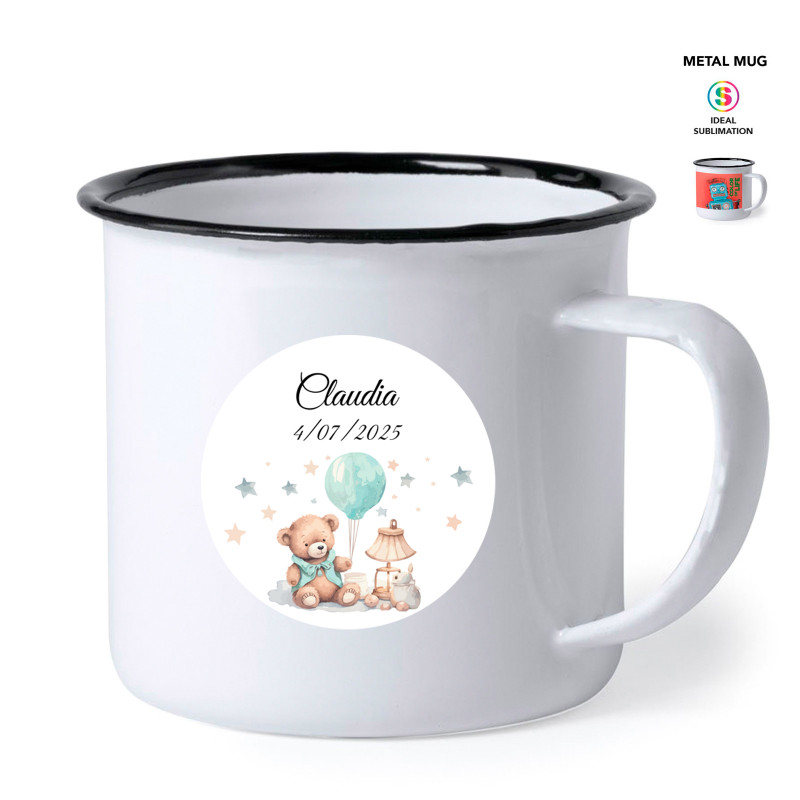 Caneca vintage personalizada para detalhes de batismo