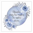 Adesivos 5x5 editáveis adaptáveis para personalizar com lua azul e fundo de flores para eventos