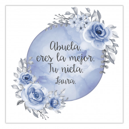 Adesivos 5x5 editáveis adaptáveis para personalizar com lua azul e fundo de flores para eventos