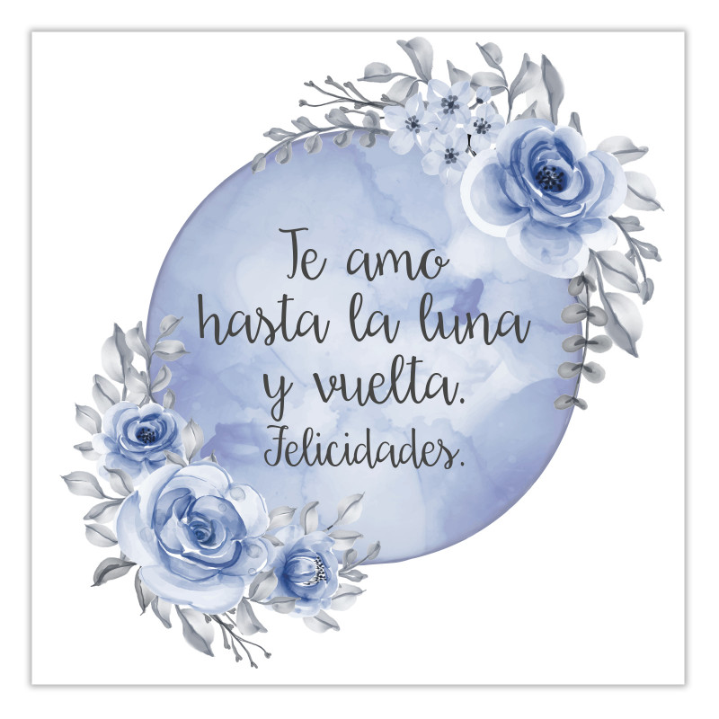 Adesivos 5x5 editáveis adaptáveis para personalizar com lua azul e fundo de flores para eventos