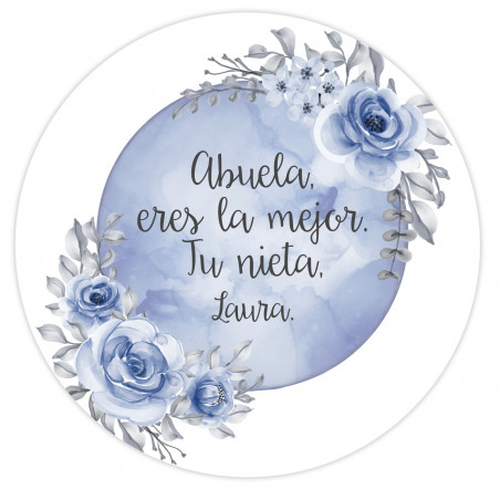 Adesivos editáveis de 5 cm para personalizar com fundo de lua azul e flores para eventos