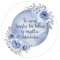 Adesivos editáveis de 5 cm para personalizar com fundo de lua azul e flores para eventos