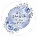 Adesivos editáveis de 5 cm para personalizar com fundo de lua azul e flores para eventos