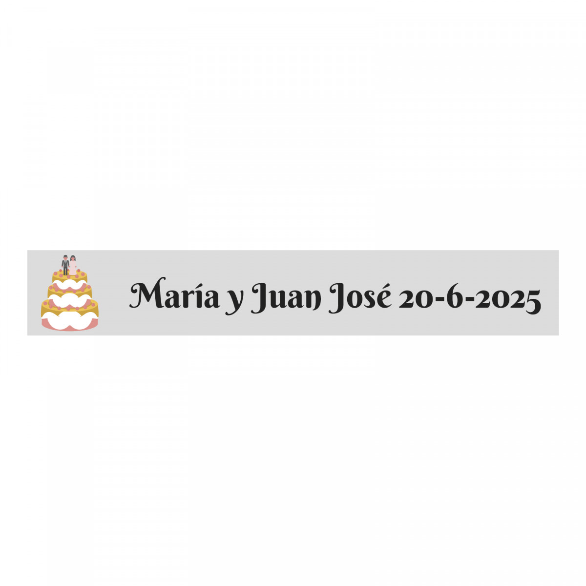 Bolo de casamento 5x1 com adesivo transparente personalizável