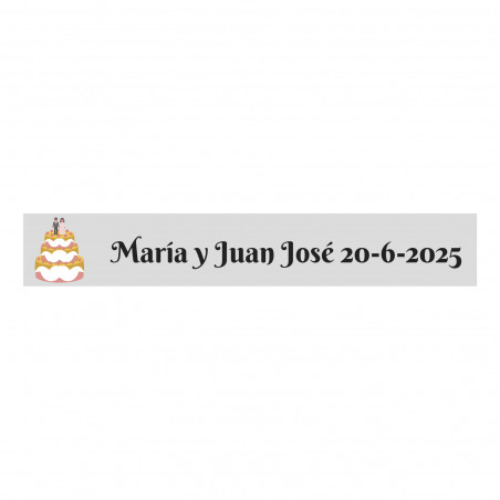 Bolo de casamento 5x1 com adesivo transparente personalizável