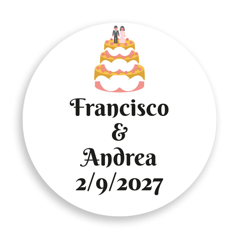 Fundo branco adesivo customizável para bolo de casamento de 2 cm para casamentos