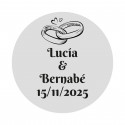 Adesivo de casamento personalizável de 2cm com fundo transparente de anéis